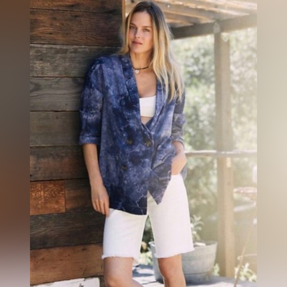 ANTHROPOLOGIE Amadi Oversized Blazer Tie-Dye